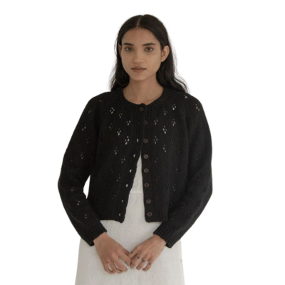 Gillian Stevens Mabel Cardigan Sweater Organic Cotton Navy Blue Size 2 / Medium